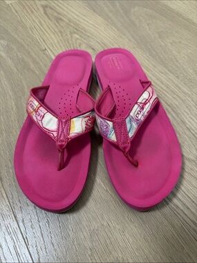 Coach Jolie Poppy Dream Flip Flop Thong Sandals Signature Pattern Size 7.5